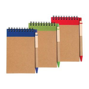 Bloco de notas A6 em cartão com esferográfica personalizado
